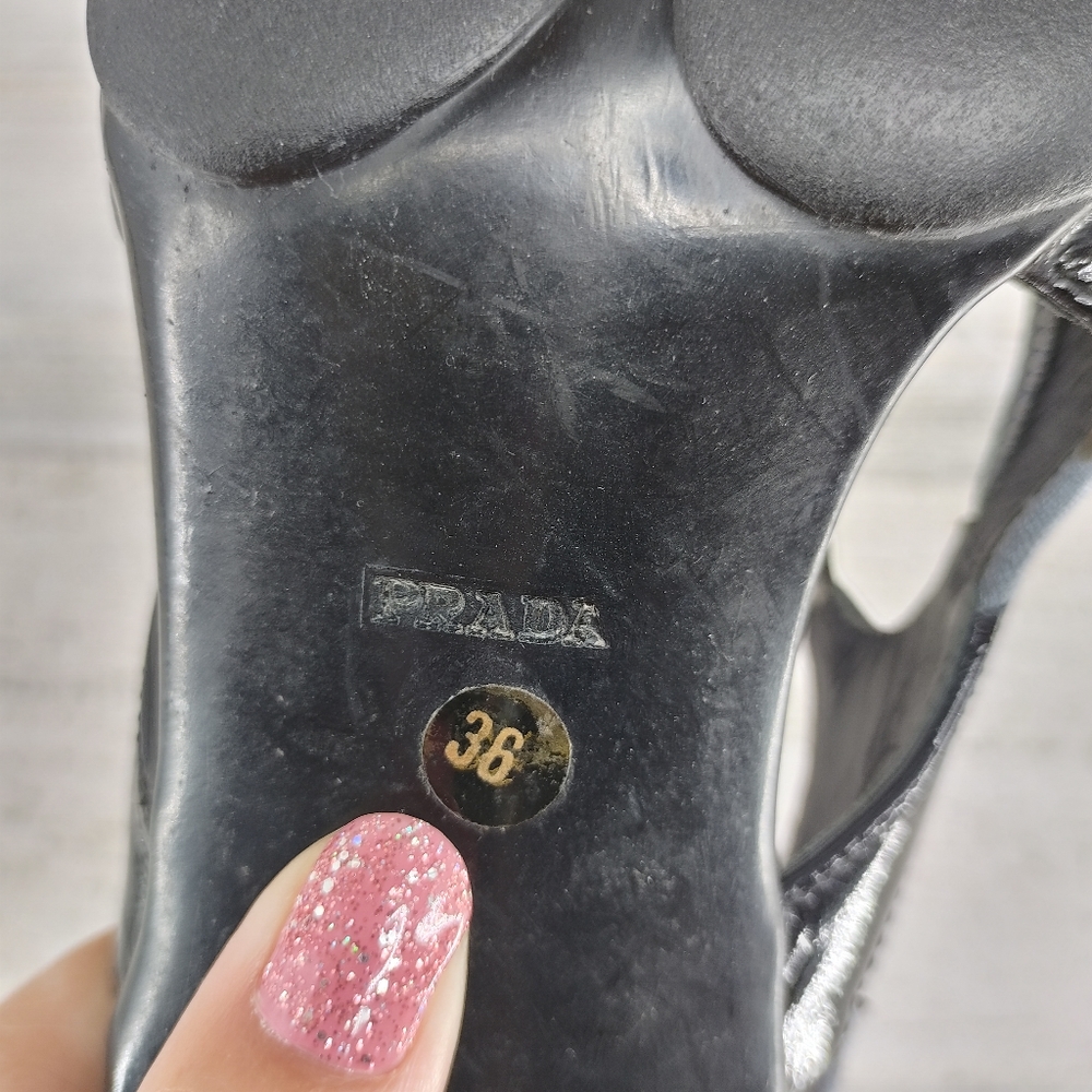 Prada Black Leather 90s Square Toe Heels - Picture 8 of 10